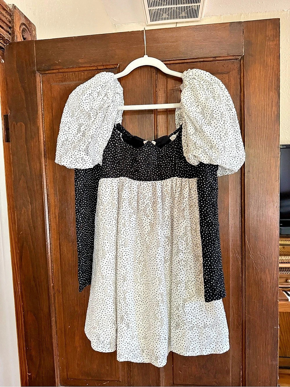 For Love & Lemons Holiday Lace Mini Dress White & Black XS